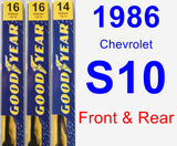 Front & Rear Wiper Blade Pack for 1986 Chevrolet S10 - Premium