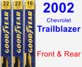 Front & Rear Wiper Blade Pack for 2002 Chevrolet Trailblazer - Premium