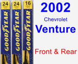Front & Rear Wiper Blade Pack for 2002 Chevrolet Venture - Premium