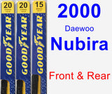 Front & Rear Wiper Blade Pack for 2000 Daewoo Nubira - Premium