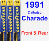 Front & Rear Wiper Blade Pack for 1991 Daihatsu Charade - Premium