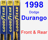 Front & Rear Wiper Blade Pack for 1998 Dodge Durango - Premium