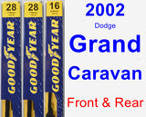 Front & Rear Wiper Blade Pack for 2002 Dodge Grand Caravan - Premium