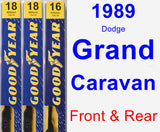 Front & Rear Wiper Blade Pack for 1989 Dodge Grand Caravan - Premium