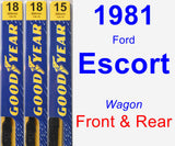 Front & Rear Wiper Blade Pack for 1981 Ford Escort - Premium