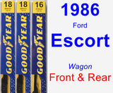 Front & Rear Wiper Blade Pack for 1986 Ford Escort - Premium