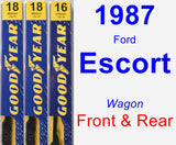 Front & Rear Wiper Blade Pack for 1987 Ford Escort - Premium