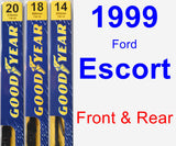 Front & Rear Wiper Blade Pack for 1999 Ford Escort - Premium