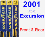 Front & Rear Wiper Blade Pack for 2001 Ford Excursion - Premium