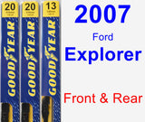 Front & Rear Wiper Blade Pack for 2007 Ford Explorer - Premium