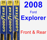 Front & Rear Wiper Blade Pack for 2008 Ford Explorer - Premium