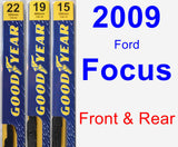 Front & Rear Wiper Blade Pack for 2009 Ford Focus - Premium