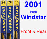 Front & Rear Wiper Blade Pack for 2001 Ford Windstar - Premium