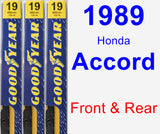 Front & Rear Wiper Blade Pack for 1989 Honda Accord - Premium