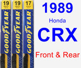 Front & Rear Wiper Blade Pack for 1989 Honda CRX - Premium