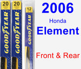 Front & Rear Wiper Blade Pack for 2006 Honda Element - Premium