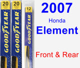 Front & Rear Wiper Blade Pack for 2007 Honda Element - Premium