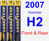 Front & Rear Wiper Blade Pack for 2007 Hummer H2 - Premium