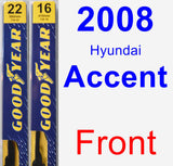 Front Wiper Blade Pack for 2008 Hyundai Accent - Premium