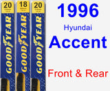 Front & Rear Wiper Blade Pack for 1996 Hyundai Accent - Premium