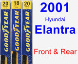 Front & Rear Wiper Blade Pack for 2001 Hyundai Elantra - Premium