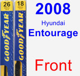 Front Wiper Blade Pack for 2008 Hyundai Entourage - Premium