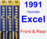 Front & Rear Wiper Blade Pack for 1991 Hyundai Excel - Premium