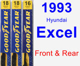 Front & Rear Wiper Blade Pack for 1993 Hyundai Excel - Premium