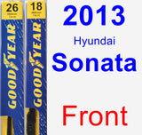 Front Wiper Blade Pack for 2013 Hyundai Sonata - Premium