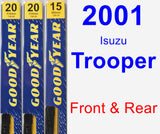 Front & Rear Wiper Blade Pack for 2001 Isuzu Trooper - Premium