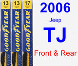 Front & Rear Wiper Blade Pack for 2006 Jeep TJ - Premium