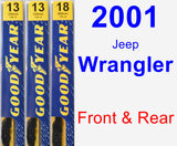 Front & Rear Wiper Blade Pack for 2001 Jeep Wrangler - Premium