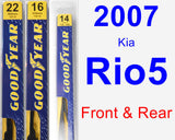 Front & Rear Wiper Blade Pack for 2007 Kia Rio5 - Premium