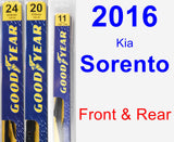 Front & Rear Wiper Blade Pack for 2016 Kia Sorento - Premium
