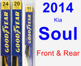 Front & Rear Wiper Blade Pack for 2014 Kia Soul - Premium