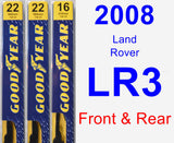 Front & Rear Wiper Blade Pack for 2008 Land Rover LR3 - Premium