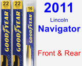 Front & Rear Wiper Blade Pack for 2011 Lincoln Navigator - Premium