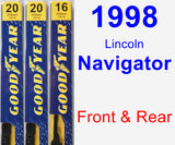 Front & Rear Wiper Blade Pack for 1998 Lincoln Navigator - Premium