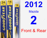 Front & Rear Wiper Blade Pack for 2012 Mazda 2 - Premium