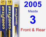 Front & Rear Wiper Blade Pack for 2005 Mazda 3 - Premium