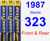 Front & Rear Wiper Blade Pack for 1987 Mazda 323 - Premium