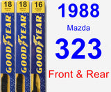 Front & Rear Wiper Blade Pack for 1988 Mazda 323 - Premium