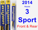 Front & Rear Wiper Blade Pack for 2014 Mazda 3 Sport - Premium