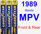 Front & Rear Wiper Blade Pack for 1989 Mazda MPV - Premium