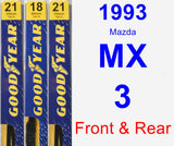 Front & Rear Wiper Blade Pack for 1993 Mazda MX-3 - Premium
