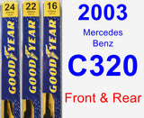 Front & Rear Wiper Blade Pack for 2003 Mercedes-Benz C320 - Premium