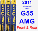 Front & Rear Wiper Blade Pack for 2011 Mercedes-Benz G55 AMG - Premium