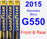 Front & Rear Wiper Blade Pack for 2015 Mercedes-Benz G550 - Premium