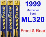 Front & Rear Wiper Blade Pack for 1999 Mercedes-Benz ML320 - Premium