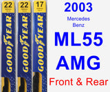 Front & Rear Wiper Blade Pack for 2003 Mercedes-Benz ML55 AMG - Premium